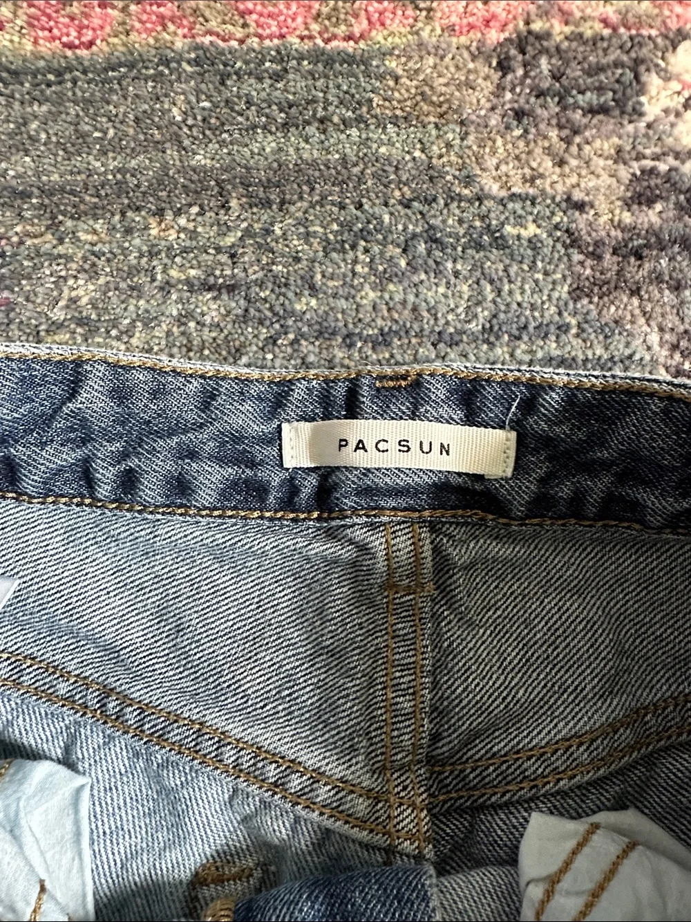PacSun 90s Boyfriend Patchwork Two-Tone Blue Jeans Like New Size 26 100% Cotton
